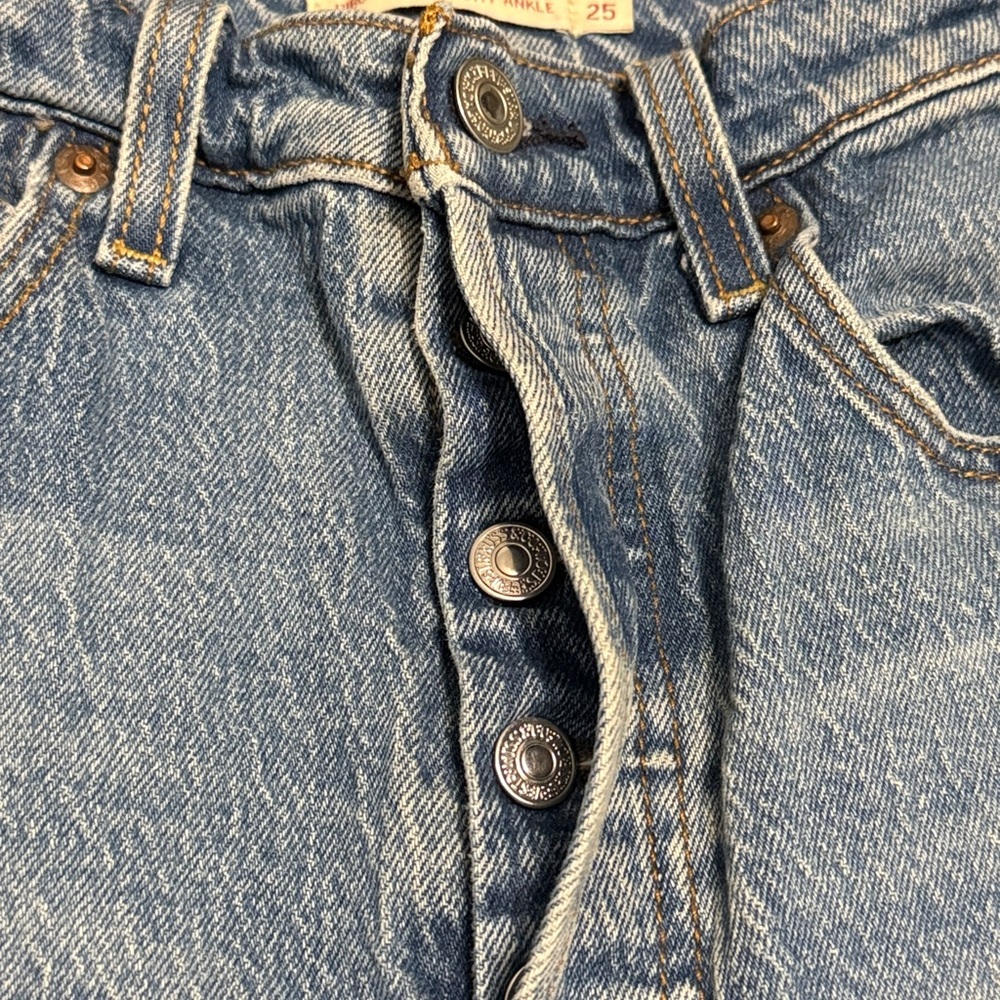 Levi’s Ribcage Straight Ankle Women’s Sz 25 Classic BIG E Preppy Y2K Casual - Picture 3 of 11